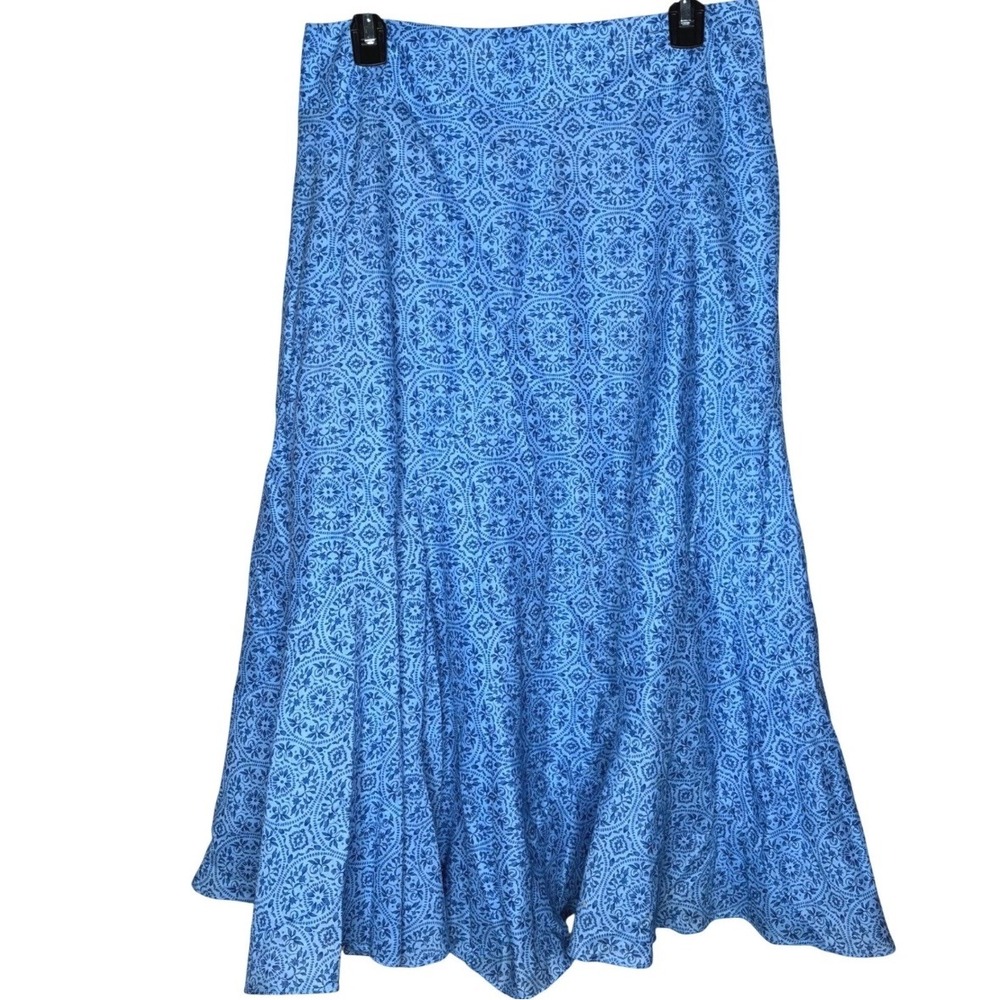 Charter Club Petite 10P Blue Cotton A-Line Midi Skirt Cottagecore
